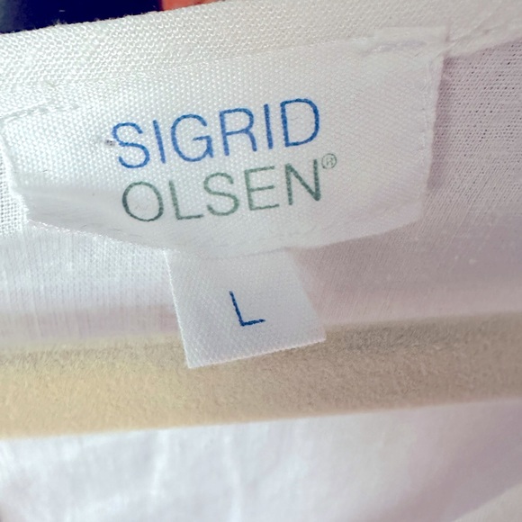 Sigrid Olsen White Linen Top - Picture 3 of 3